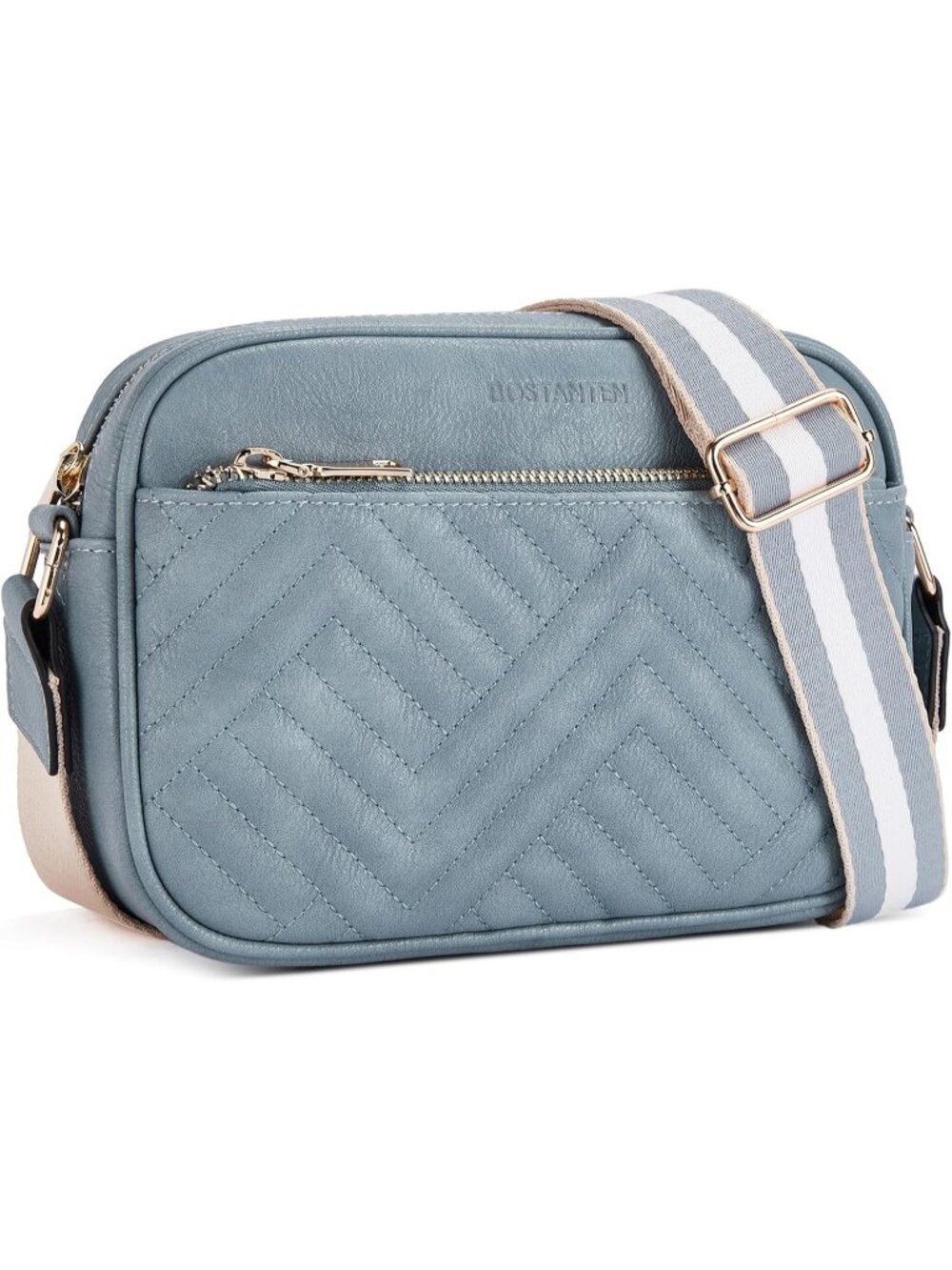 BOSTANTEN Women's Light Blue Leather Purse Quilted Crossbody Vegan Shoulder Bags